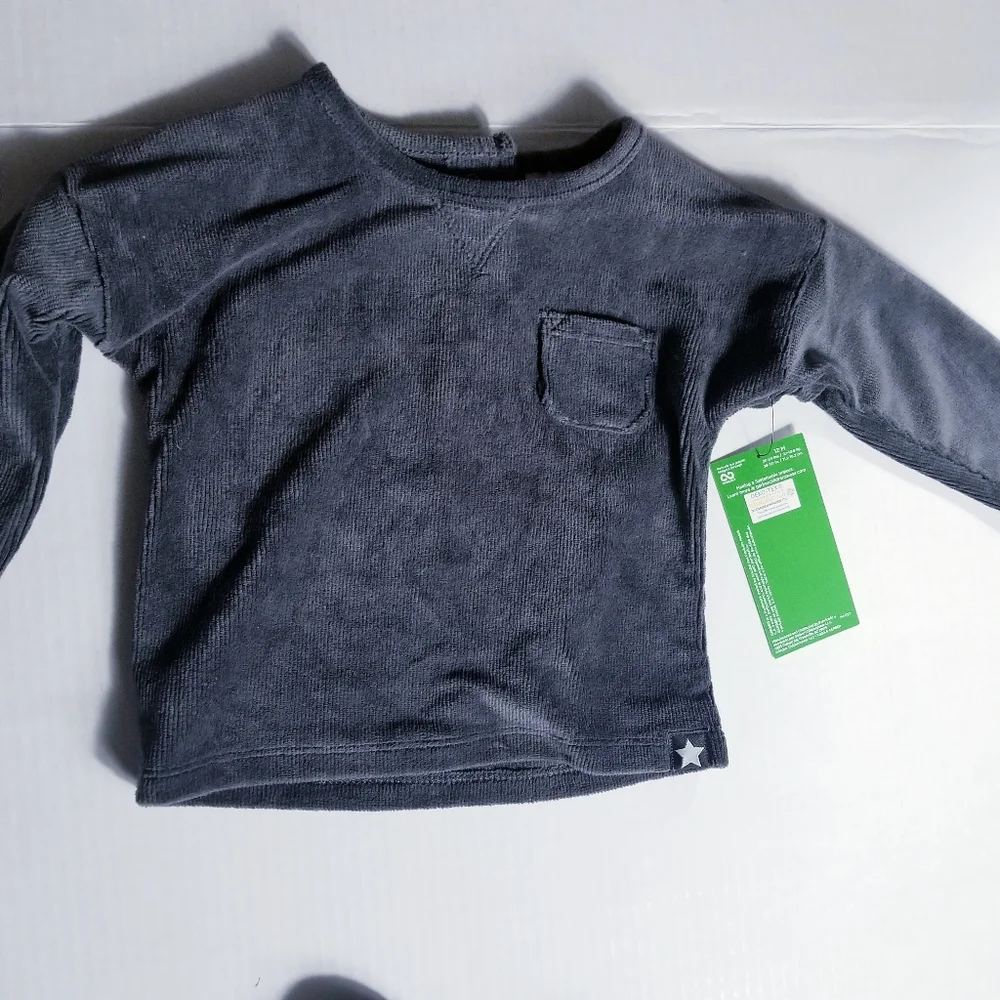 NWT MODERN MOMENTS GERBER SOFT CORDUROY OUTFIT DARK GRAY SIZE 12 MONTHS